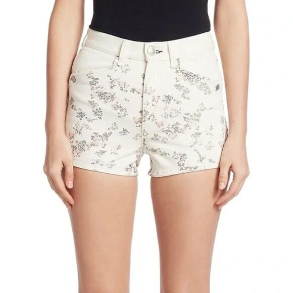 RAG & BONE - Floral Ellie Micro Off White Denim Shorts - Picture 1 of 8